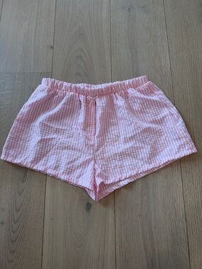 Altar’d State Pink Gingham Seersucker Lounge Shorts Size Medium